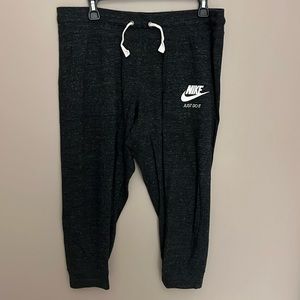 Nike Black Marled Joggers with White Logo and Drawstring